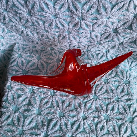 Vintage Art Glass orange / red chalet style glass decor MCM - Picture 9 of 9